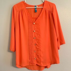 Orange Button Blouse